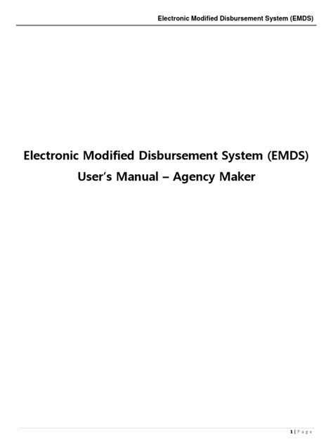 lbpemds|Electronic Modified Disbursement System (EMDS) User's Manual .